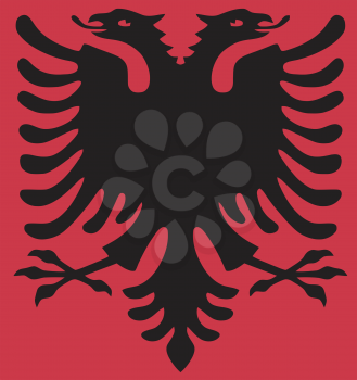 Royalty Free Clipart Image of a Background With a Silhouette Symbol of Albania