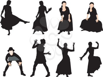Royalty Free Clipart Image of Silhouette Dancers 