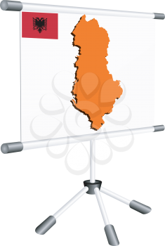 Royalty Free Clipart Image of a Slide Screen With a Silhouette of Albania