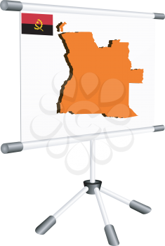 Royalty Free Clipart Image of a Map of Angola on a Projector Screen