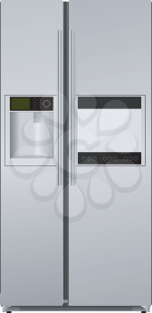 Royalty Free Clipart Image of a Side by Side Refrigerator With an Ice Maker