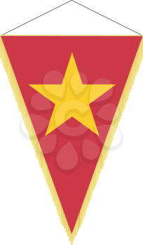 Royalty Free Clipart Image of a Pennant with the National Flag of Vietnam