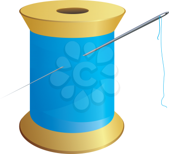 Royalty Free Clipart Image of a Spool of Thread and Needle