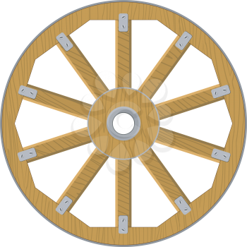 Royalty Free Clipart Image of a Wooden Wagon Wheel