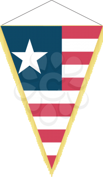 Royalty Free Clipart Image of a Pennant with the National Flag of Liberia 