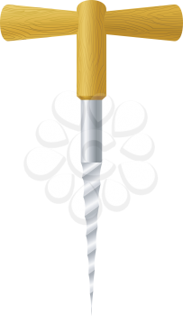 Royalty Free Clipart Image of a Cork Screw With a Wooden Handle