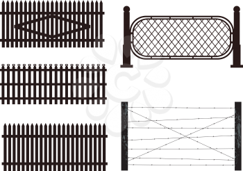Royalty Free Clipart Image of a Variety of Fences