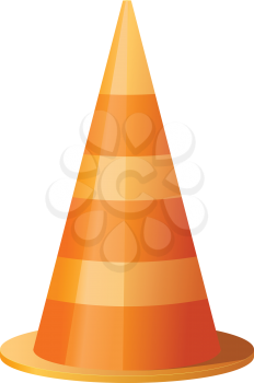 Royalty Free Clipart Image of an Orange Striped Traffic Cone on a White Background
