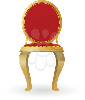 Royalty Free Clipart Image of a Red Vintage Cushioned Chair With Fancy Curved Legs