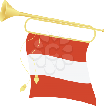 Royalty Free Clipart Image of a Bugle with a Flag of Austria