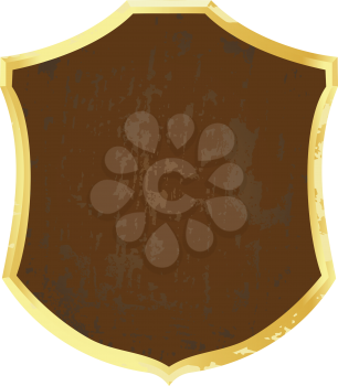 Royalty Free Clipart Image of a Brown Shield With a Gold Trim