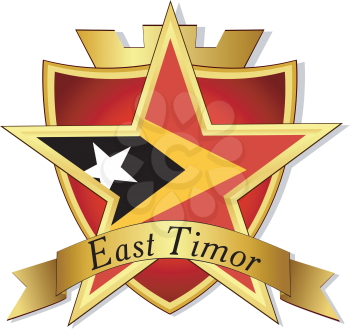 Royalty Free Clipart Image of East Timor on the background of a shield 