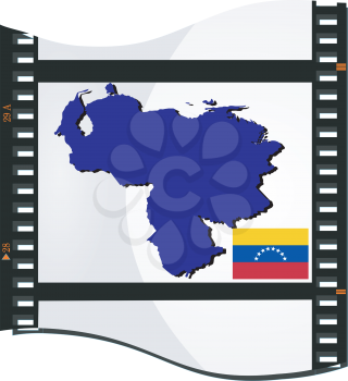 Royalty Free Clipart Image of a Photograph Negative  With a Silhouette of Venezuela