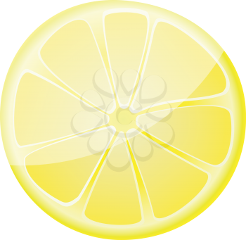 Royalty Free Clipart Image of a Lemon Slice on a White Background