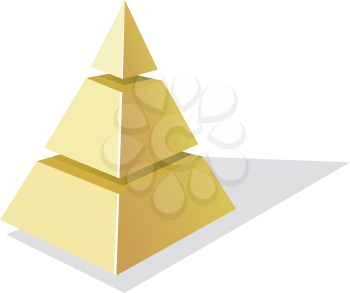 Royalty Free Clipart Image of a Golden Pyramid on a White Background