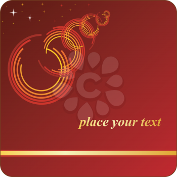 Royalty Free Clipart Image of a Red Background With Circular Designs For an Advertisement
