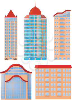 Royalty Free Clipart Image of Office Buildings and Apartment Complexes