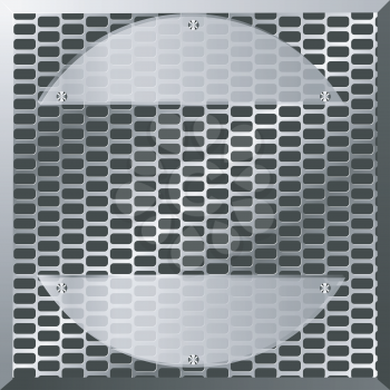 Royalty Free Clipart Image of a Metal Plate With Oval Glass Elements