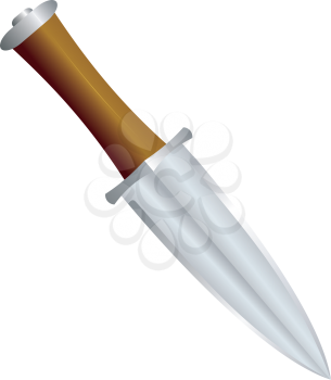 Royalty Free Clipart Image of a Sharp Double Edged Knife With a Gold Handle