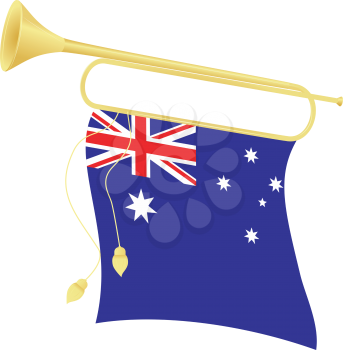 Royalty Free Clipart Image of a Bugle With an Australian Flag on a White Background