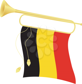 Royalty Free Clipart Image of a Bugle With a Belgium Flag