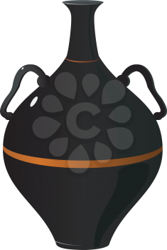 Royalty Free Clipart Image of a Black Jug With Handles