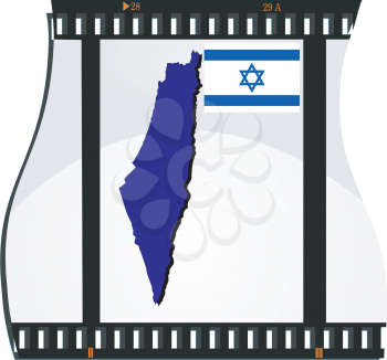 Royalty Free Clipart Image of a Photograph Negative with a Silhouette of Israel