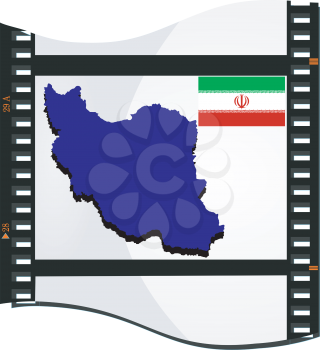 Royalty Free Clipart Image of Filmstrip Footage with a Map of Iran