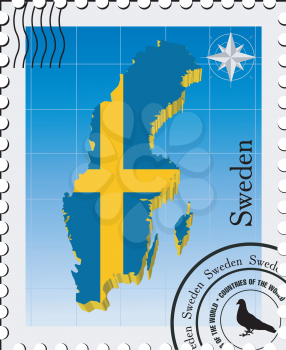 Royalty Free Clipart Image of a Stamp of Sweden