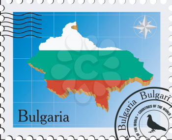 Royalty Free Clipart Image of a Stamp With a Map of Bulgaria