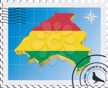 Royalty Free Photo of a Stamp With the Flag and Map of Bolivia