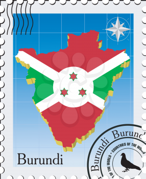 Royalty Free Clipart Image of a Stamp With a Map of Burundi