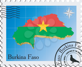 Royalty Free Clipart Image a Stamp With a Map of Burkina Faso