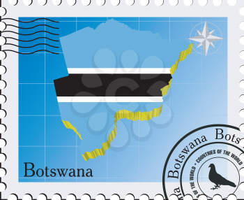 Royalty Free Clipart Image of a Stamp With a Silhouette Map of Botswana