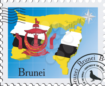 Royalty Free Clipart Image of a Stamp of Brunei