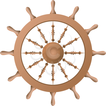 Royalty Free Clipart Image of a Ship Wheel on a White Background