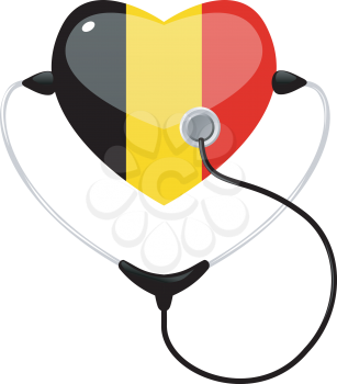 Royalty Free Clipart Image of a Medical Heart Icon for Belgium With a Stethescope