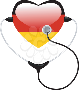 Royalty Free Clipart Image of a Heart Shaped Medical Icon Representing Germany and a Stethescope