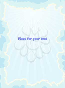 Royalty Free Clipart Image of Blue Skies With Clouds on a Card