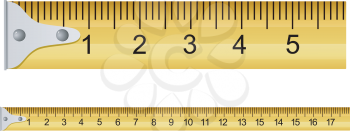 Royalty Free Clipart Image of a Portion of a Ruler and Measuring Tape