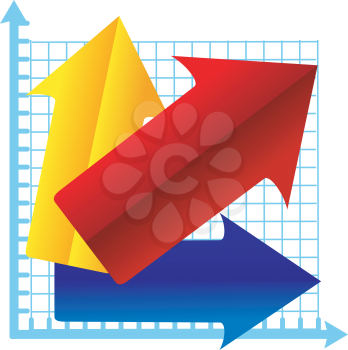 Royalty Free Clipart Image of a Graph Chart Using Coloured Arrows To Represent Growth