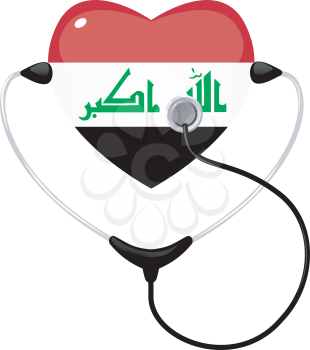 Royalty Free Clipart Image of a Medical Heart Shape Symbol of Iran with a Stethescope