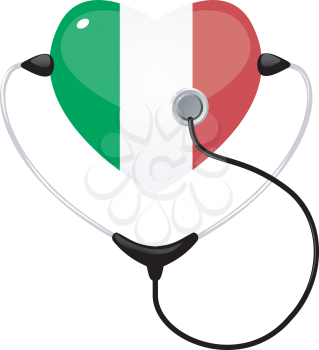 Royalty Free Clipart Image of a Medical Heart Symbol of Italy with a Stethescope