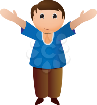 Royalty Free Clipart Image of a Young Boy Cartoon With His Arms Wide Open