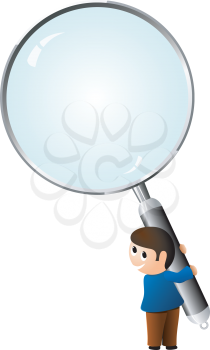 Royalty Free Clipart Image of a Boy Holding a Magnifying Glass