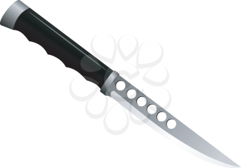 Royalty Free Clipart Image of a Sharp Knife with Holes in the Blade