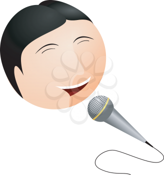 Royalty Free Clipart Image of a Boy Singing in a Microphone