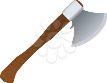 Royalty Free Clipart Image of an Axe with a Wooden Handle