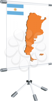 Royalty Free Clipart Image of a Silhouette Map of Argentina on a Slide Screen