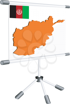 Royalty Free Clipart Image of a Slide Show Screen With a Silhouette of Afghanistan